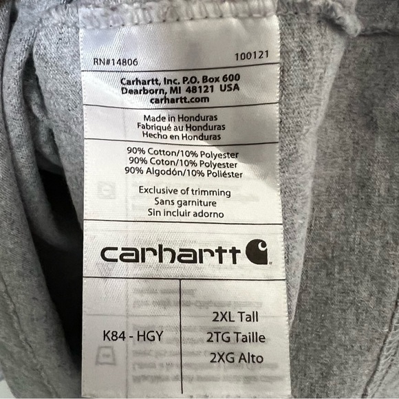 Carhartt Gray Short Sleeve Henley Pocket Heavy Cotton Tee Classic Comfort NEW - Picture 11 of 11